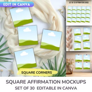 Canva-bekräftelsekortsmodeller: Fyrkantiga hörn, Etsy-listmallar (digital nedladdning)