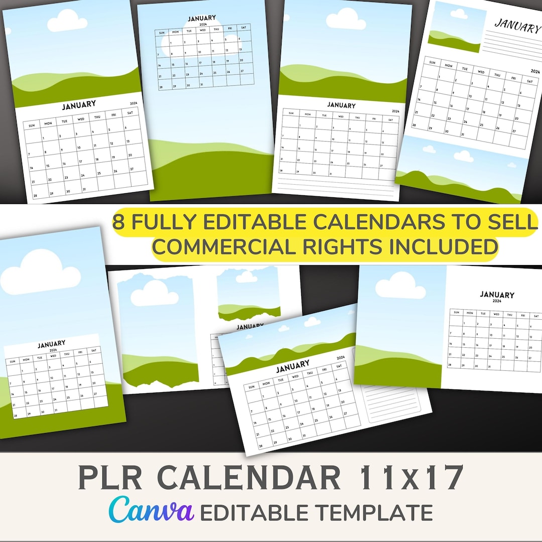PLR 2024 11x17 Calendar Templates for Etsy Sellers Easily Create ...