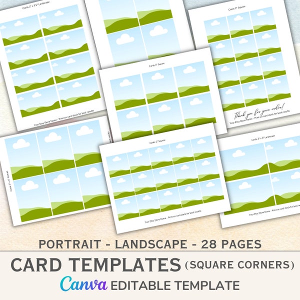 Canva Digital Affirmation Card Templates Square Corners for Etsy Sellers - Drag & Drop PDF Templates ready for your customer to download!