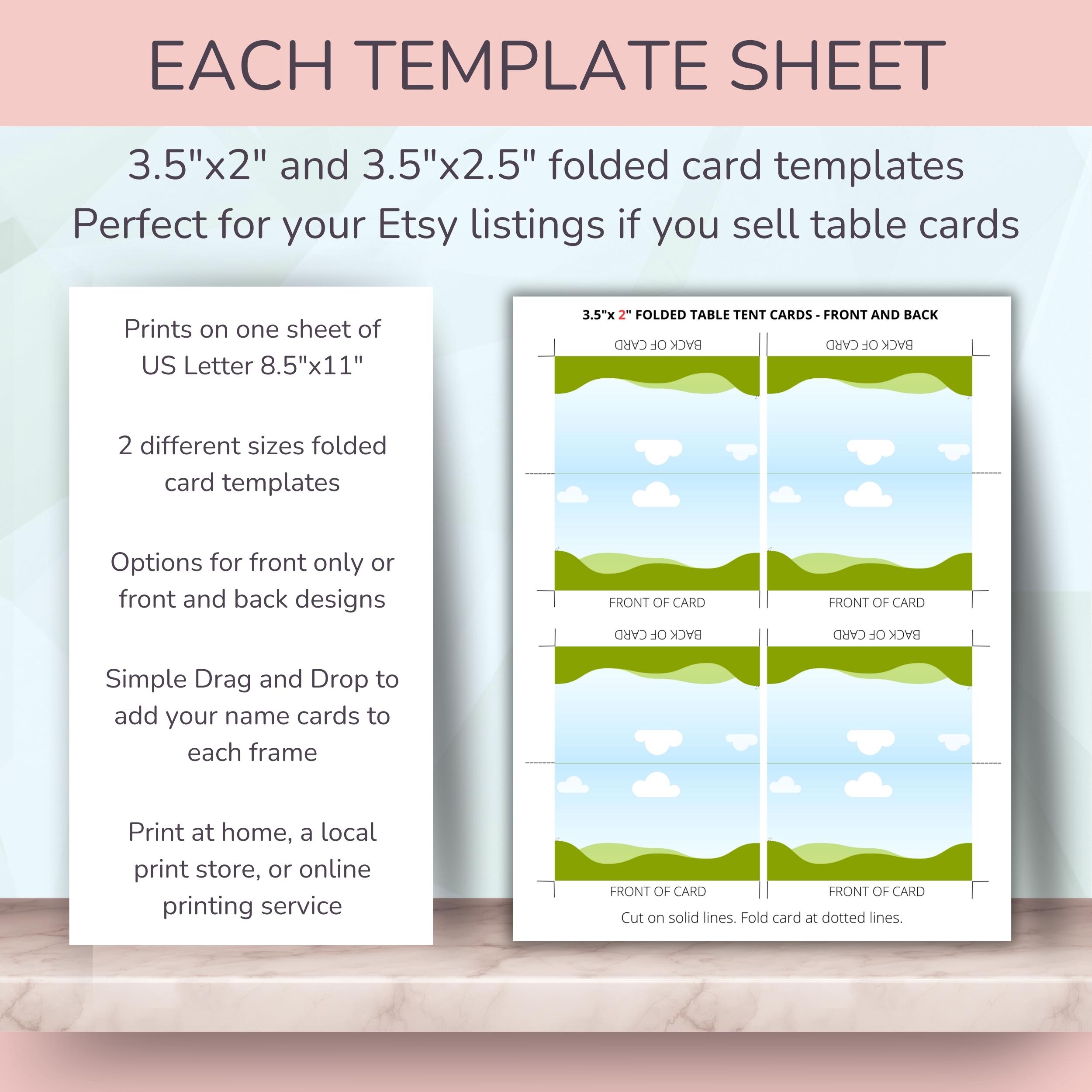 Canva Table Tent Template: Folded Place Cards (digital Download) - Etsy, image size:2500x2500