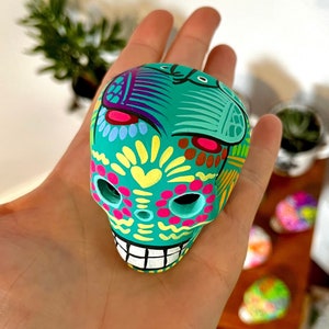 Hand-painted Day of the Dead Sugar Skull [Choose Color] Miniature Dia de Muertos Skull Day of The Dead Skull Cinco de Mayo Calavera Decor