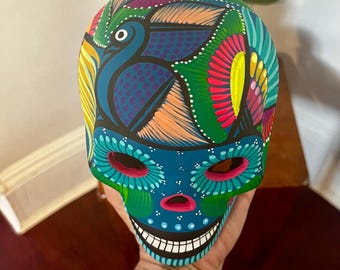 Large Hand-Painted Mexican Sugar Skull [Choose Color] Dia de Muertos/Day of The Dead Calavera - Ceramic & Acrylics Painted Skull As Pictured