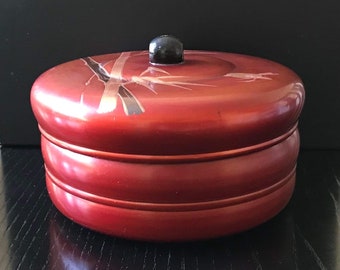 Chinese papier-mâché circular lidded box