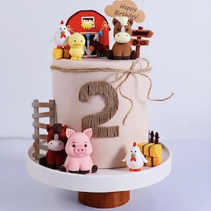 農場の動物の納屋をテーマにしたケーキトッパーセット、牛、豚、鶏、パーティーアニマルカップケーキトッパーデコレーションセット