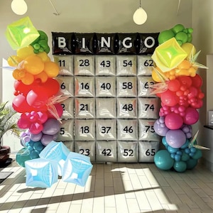 19" 25/50 PCS Palloncini in foil con sfondo quadrato per feste e celebrazioni Rosa, verde, blu, bianco, argento, nero, verde e bianco XL Bingo