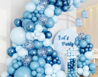 109 Uds metálico y azul claro arco de globos set de guirnaldas Baby Shower fiesta de cumpleaños decoración de boda