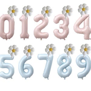 Palloncini grandi da 40 pollici con numeri a margherita, colori pastello, per compleanni, anniversari, decorazioni per feste / bianco, blu, rosa, verde, beige