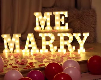 Romantic “Marry Me” LED Sign – Light Up Marquee Letters | Proposal Decor | Engagement Gift | Wedding Night Light