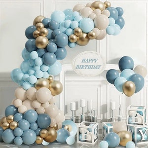 Kit ghirlanda ad arco con palloncini blu verde acqua, celeste, oro e beige da 116 pezzi per baby shower, feste di compleanno