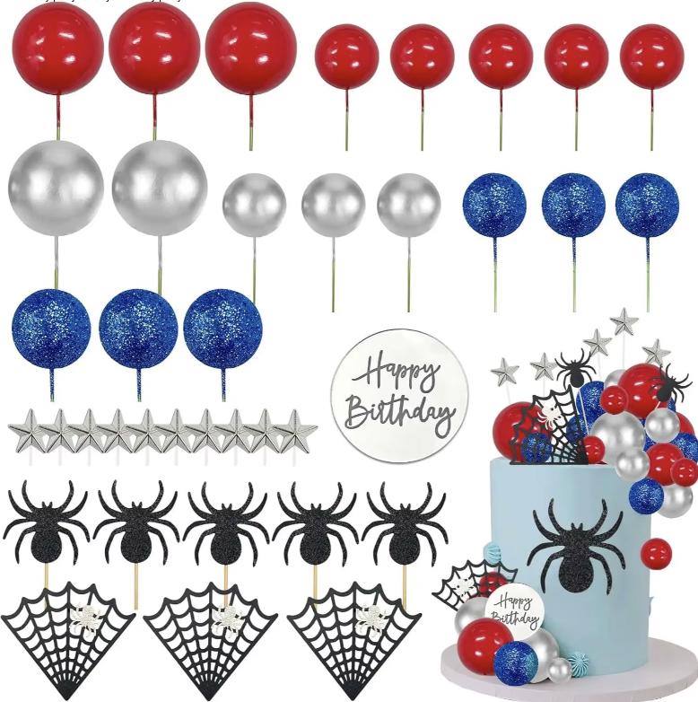 SAVITA Spider Birthday Banner, Swinging Into 3 Banner Spider Themed Cartoon Party Decoration For Girls Boys Birthday Party Decoration Supplies