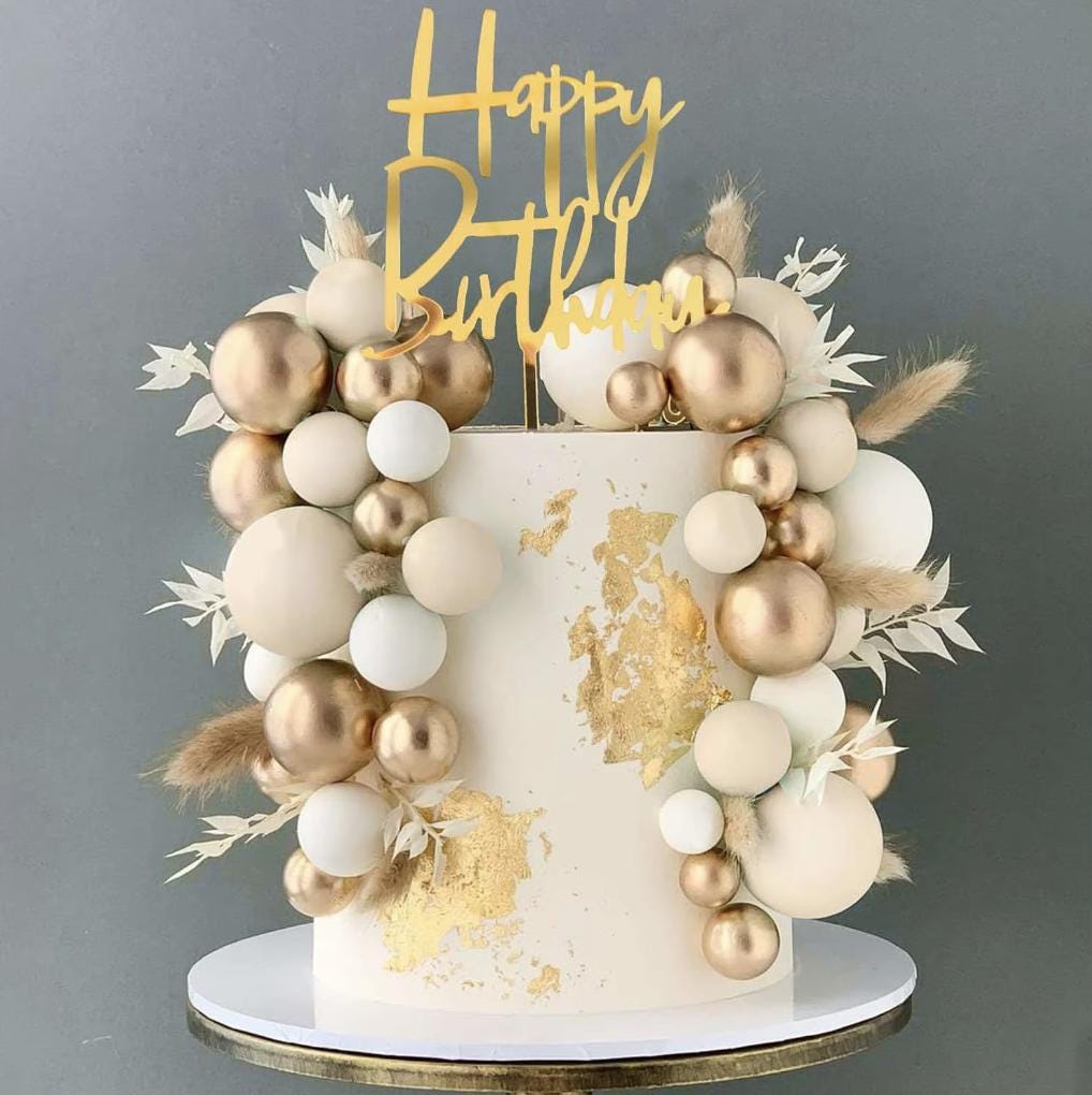 108-teiliges Cake Topper Set – Goldene, Weiße & Blaue Kugeln In 5 Größen Für Kuchen-Deko