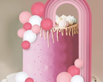 Pink Ombre Rainbow Cake Topper Set: Birthday Party Decorations