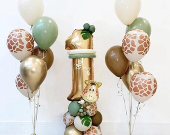 Jungle Giraffe Number Balloon Stack Kit: DIY Birthday Party Decor