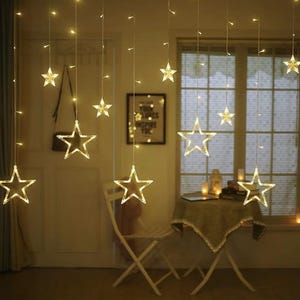 Luci a tenda a stella bianco caldo: 138 LED per decorazioni interne/esterne (3,5 m)