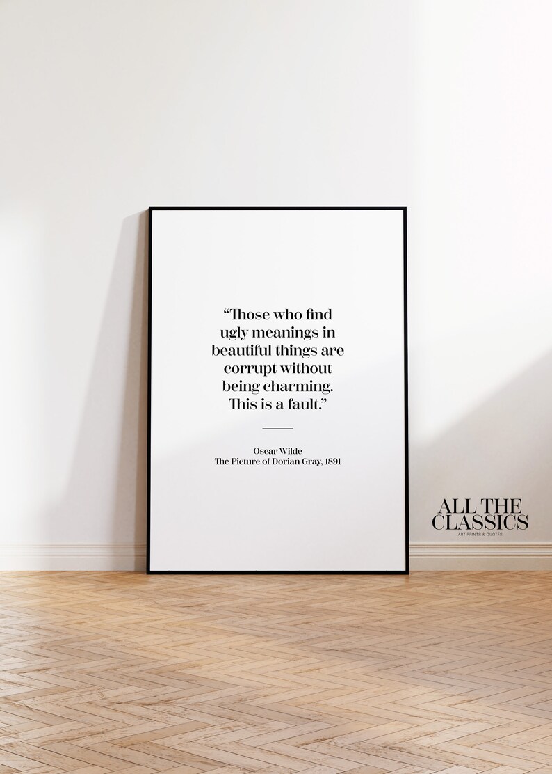 Book Quote Art Print Printable Wall Art Minimalist Literary Print Oscar