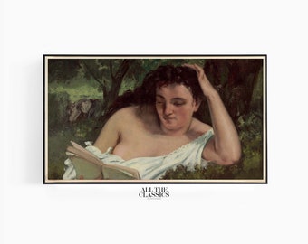 Samsung Frame TV Art | Vintage Art | Digital Wall Art | Victorian Female Portrait | A Young Woman Reading | Gustave Courbet