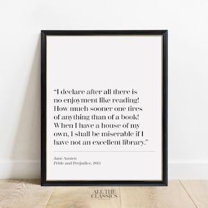 Book Quote Art Print | Printable Wall Art | Minimalist Literary Print | Jane Austen | Pride and Prejudice | I declare after... | Left