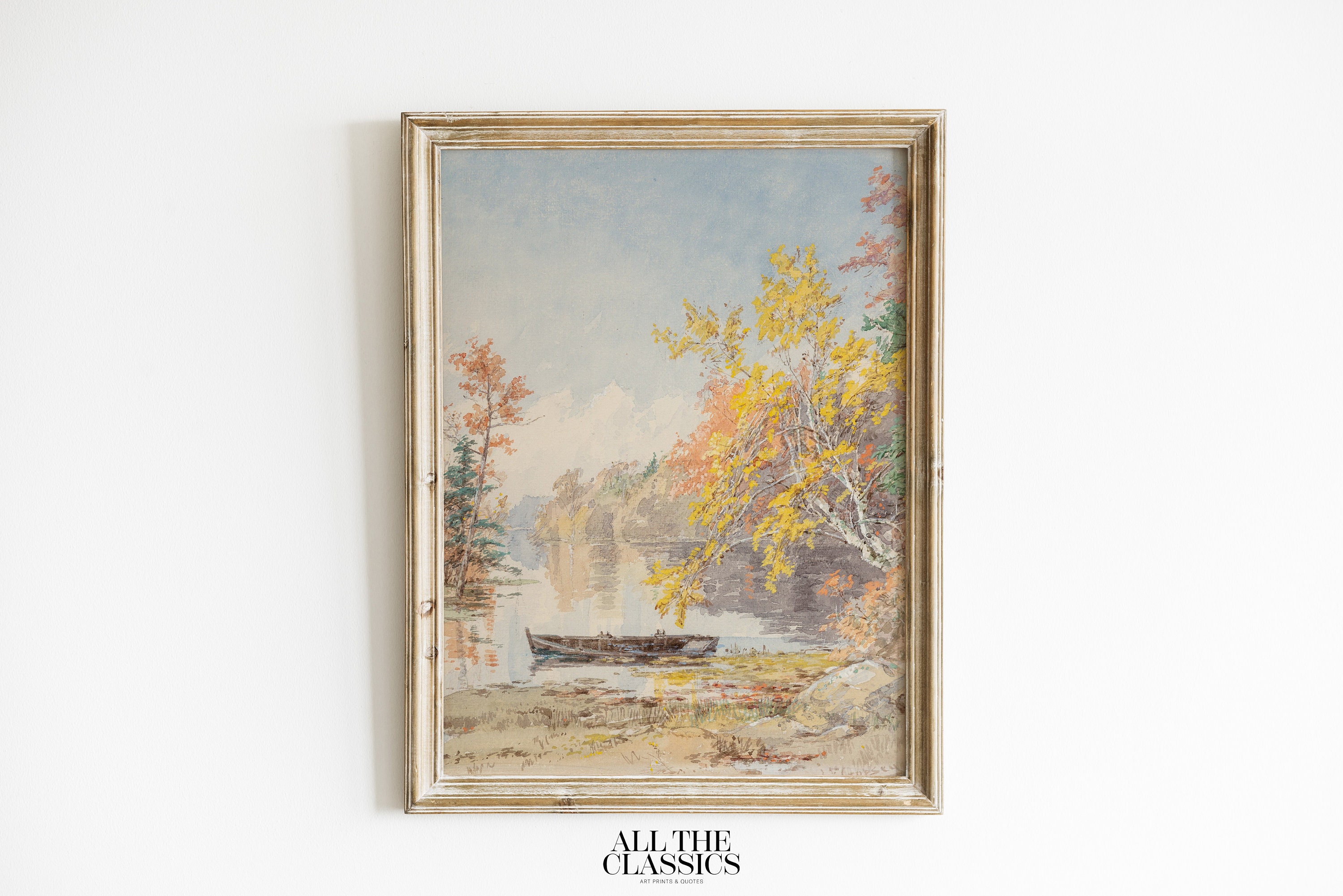 Vintage Art Print | Printable Wall Art | Fall Lakeside Landscape | Cool ...