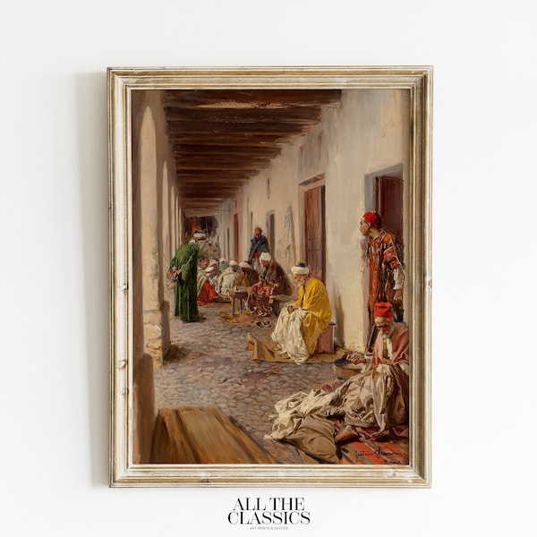 Vintage Art Print | Printable Wall Art | North African Street Scene | Warm Color Highlights | A Street in Biskra, Algeria | Gustavo Simoni