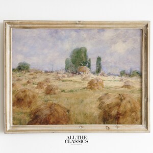 Vintage Art Print | Printable Wall Art | Autumn Fall Landscape | Muted Neutral Colors | Field of Wheat Shock | William Henry Holmes
