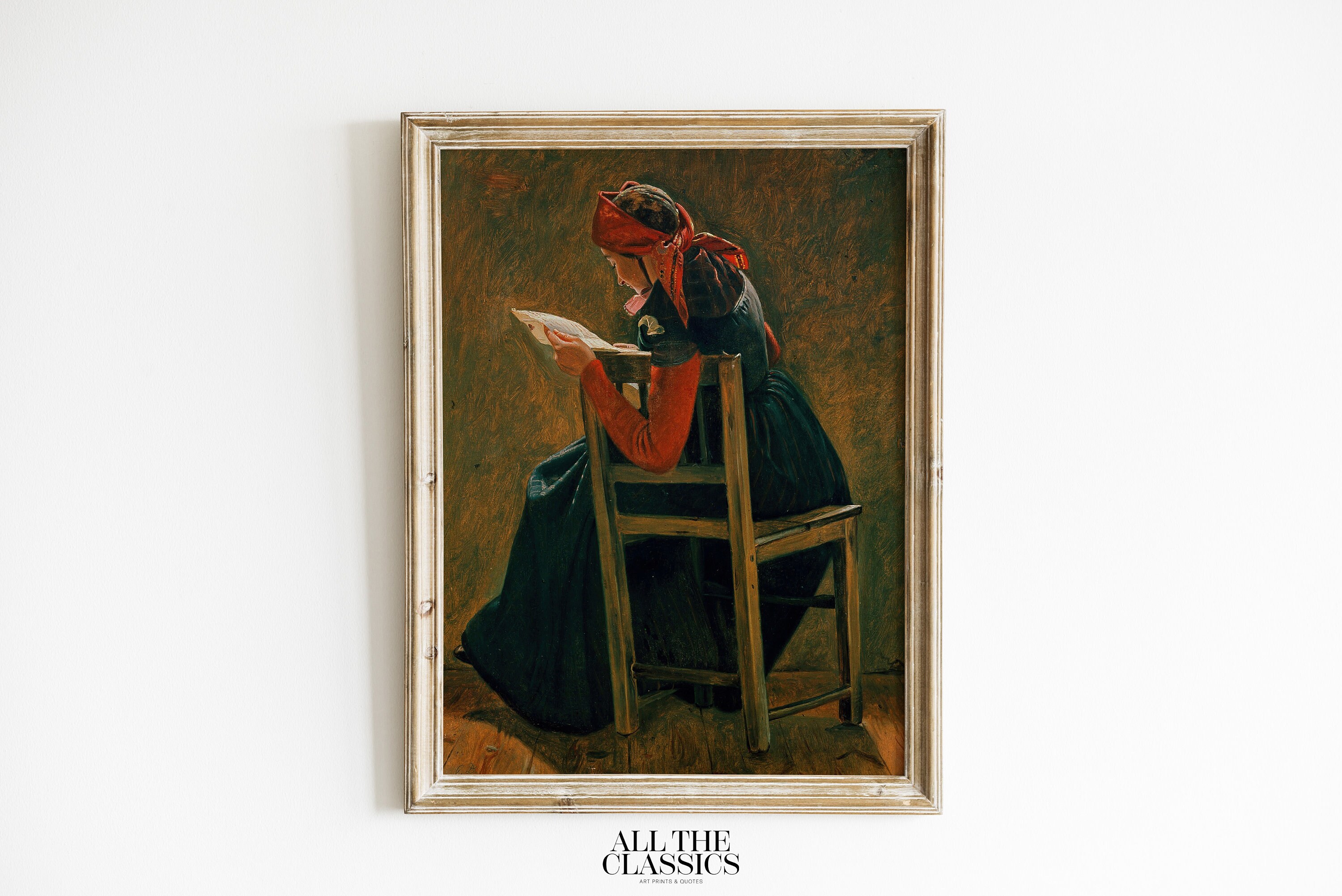 Vintage Art Print | Printable Wall Art | Woman Reading | Moody Female ...