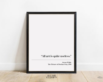 Book Quote Art Print | Printable Wall Art | Minimalist Literary Print | Oscar Wilde | The Picture of Dorian Gray | All art is... | Right