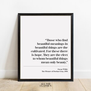 Book Quote Art Print | Printable Wall Art | Minimalist Literary Print | Oscar Wilde | The Picture of Dorian Gray | Those who... | Right