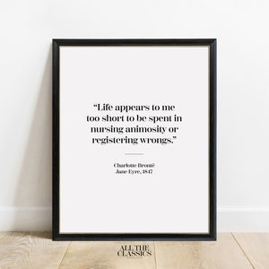 Book Quote Art Print | Printable Wall Art | Minimalist Literary Print | Charlotte Brontë | Jane Eyre | Life appears to me... | Center