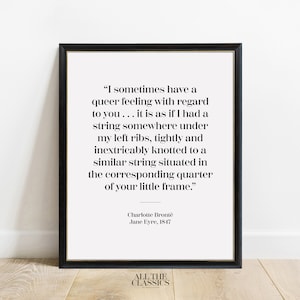 Book Quote Art Print | Printable Wall Art | Minimalist Literary Print | Charlotte Brontë | Jane Eyre | I sometimes have a... | Center
