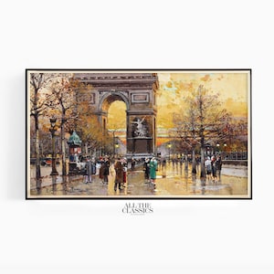 Samsung Frame TV Art | Vintage Art | Digital Wall Art | Paris France Dramatic Fall | Arc de Triomphe in the Fall | Eugène Galien-Laloue