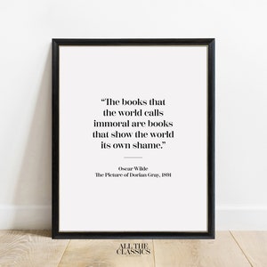 Book Quote Art Print | Printable Wall Art | Minimalist Literary Print | Oscar Wilde | The Picture of Dorian Gray | The books... | Center