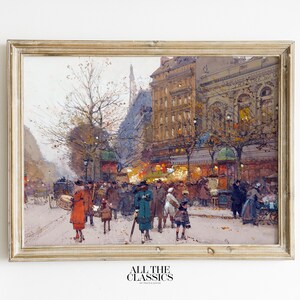 Vintage Art Print | Printable Wall Art | French Street Scene Paris | Theatre du Gymnase Boulevard de Bonne-Nouvelle | Eugène Galien-Laloue