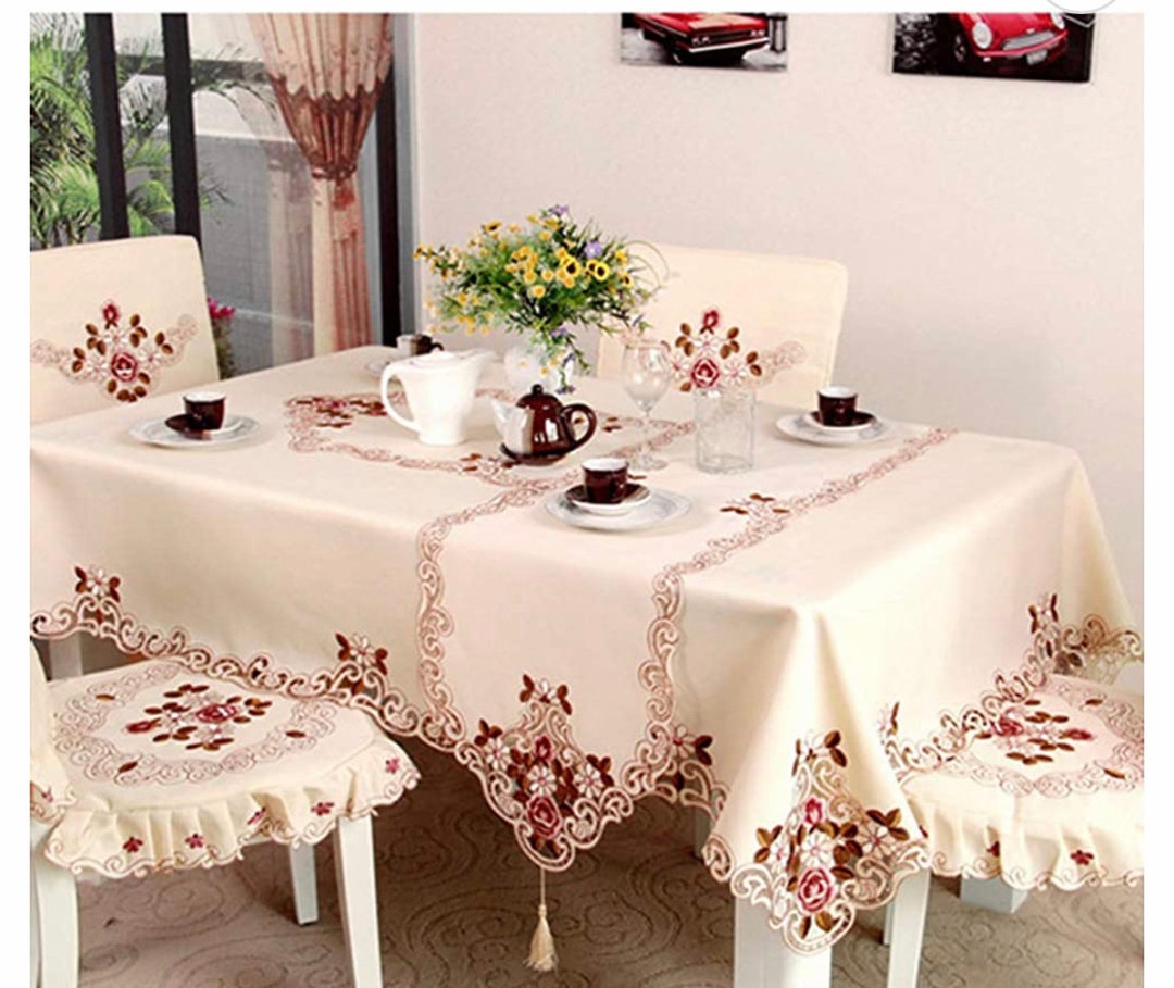 Table Cover With Embroidery for Wedding Dining Room Kitchen Table