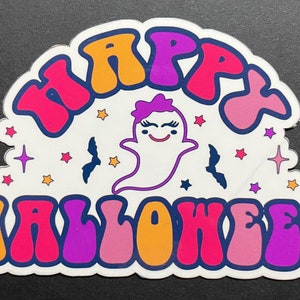 Retro Happy Halloween ghost waterproof sticker