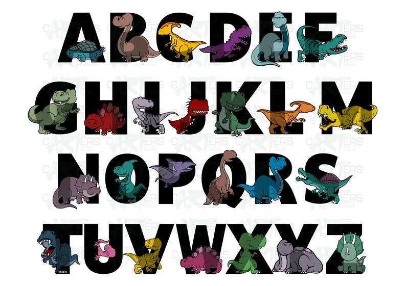 A3 A4 Dinosaur Alphabet PNG | Kids Wall Décor | Educational Art Poster ...