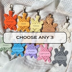 Välj 3 tropiska makramé-nyckelringar med sköldpadda, färgglada nyckelringar med havssköldpadda att ge bort, makramé-nyckelhållare med sköldpadda för ryggsäckar och handväskor