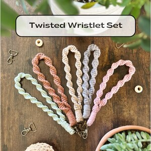 Set of 5 Twisted (spiral) Macrame Keychains, Boho Wrist Lanyard Accessory for Women, Teens, Car Keyring and Key Holder, Gift For New Drivers