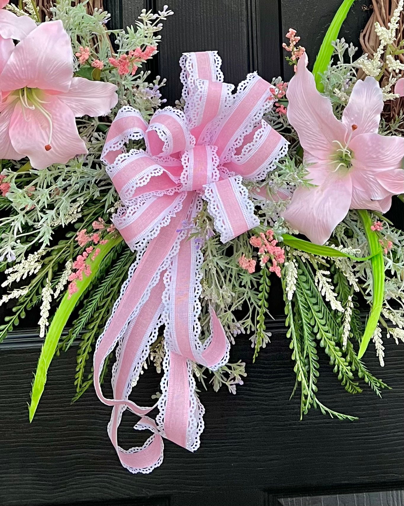 Summer Pink Lily Wreath for Front Door Mithers Day Gift Pink Etsy