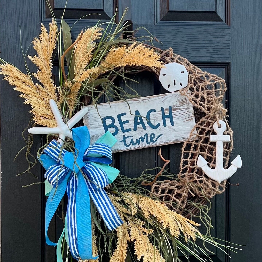 Summer Beach Wreath for Front Door, Beach House Wreath, Coastal Decor ...