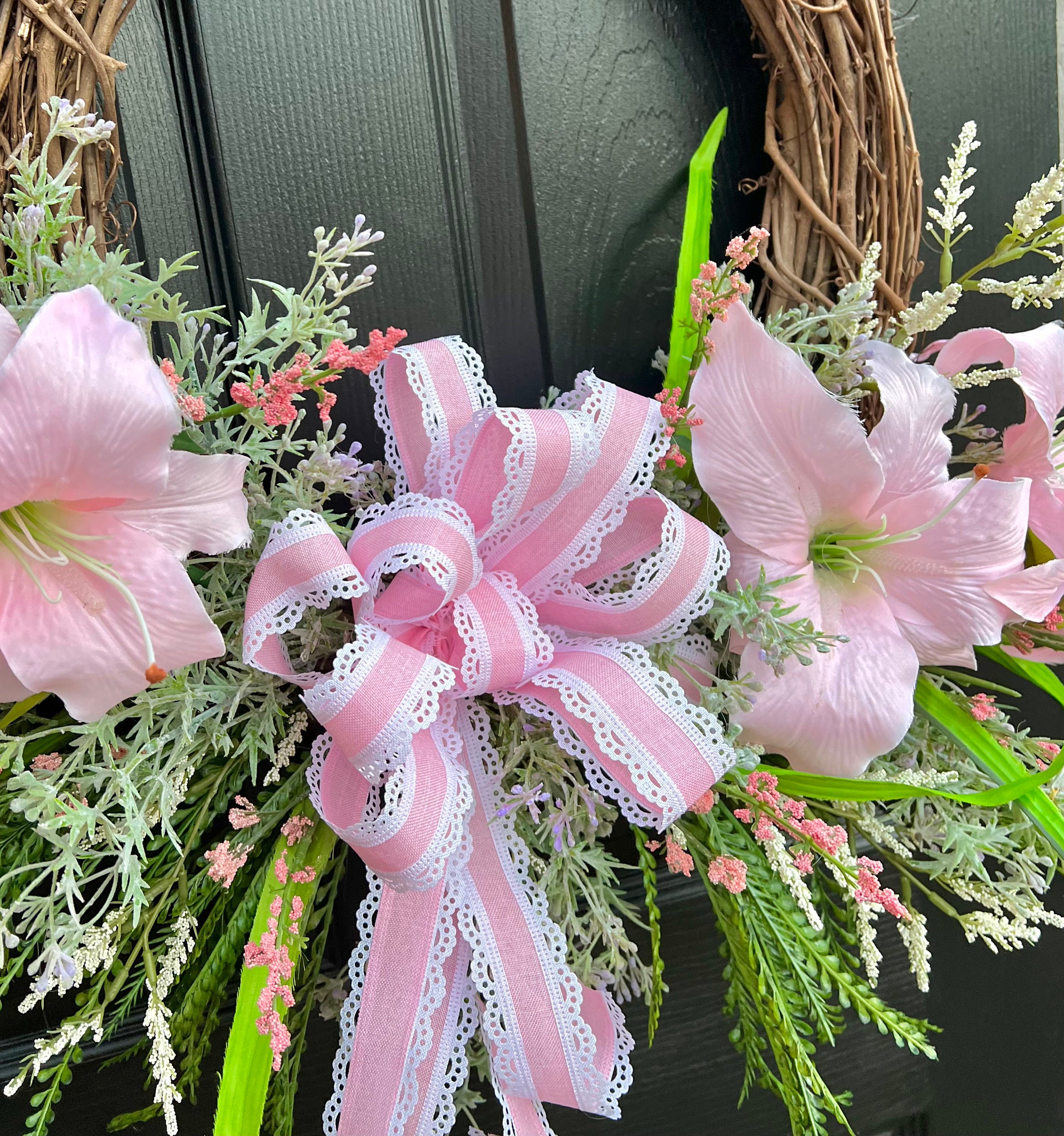 Summer Pink Lily Wreath for Front Door Mithers Day Gift Pink Etsy