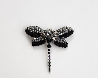 Handmade Black Dragonfly Brooch