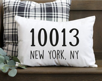 Address Pillow, Area Code Pillow, Zip Code Pillow, Personalize Pillow, Custom Pillow, Decorative Pillow, Custom Pillow Cover, Housewarming