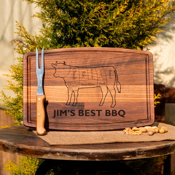 Benutzerdefiniertes Grillbrett, Grillmeister Geschenk, Charcuterie Brett personalisiert, Vatertagsgeschenk, Fleisch-Schneidebrett, Grill Geschenk, BBQ Schneidebrett