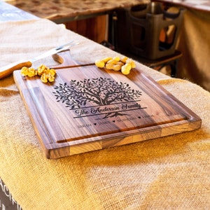 Personalized Cutting Board, Engraved Cutting Board, Charcuterie Board, Family Tree Serving Board, Wedding Gift, Anniversary Gift, Engagement