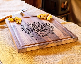 Personalized Cutting Board, Engraved Cutting Board, Charcuterie Board, Family Tree Serving Board, Wedding Gift, Anniversary Gift, Engagement