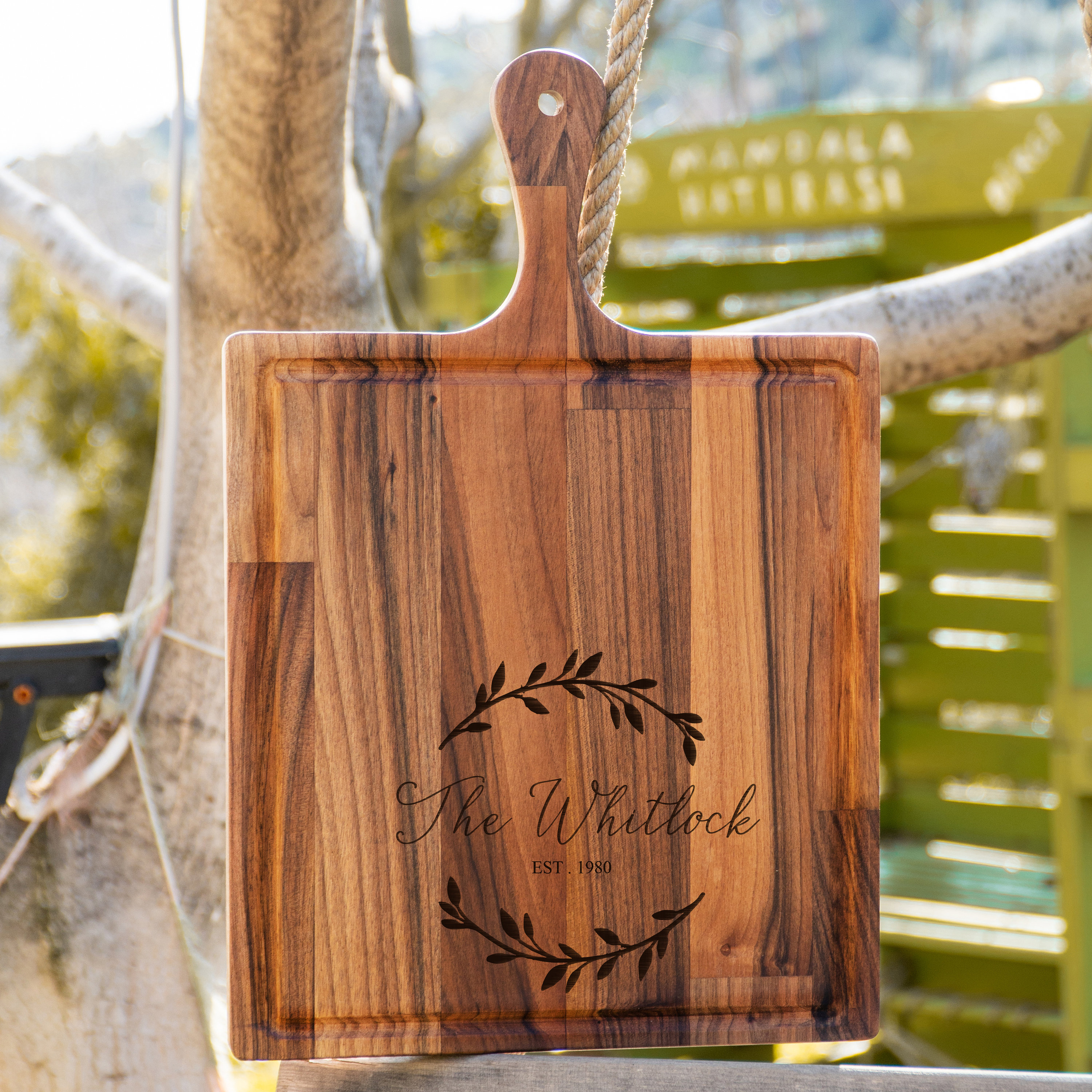 Leaves Etched Wood Cutting Board