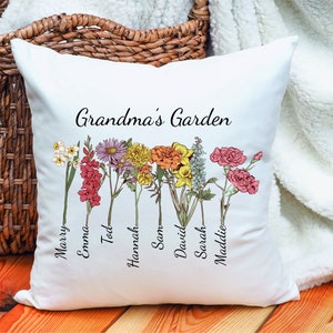 Birthflower Pillow, Birth Month Flower, Mothers Day Gift, Grandma Mother&#39;s Day, Gift for Grandma, Birth Flower Gift, Grandma Mother&#39;s Day