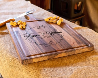 Wedding Cutting Board, Engagement Gift For Couple, Personalized Wedding Gift, Anniversary Gift, Custom Serving Board, Cheese Board