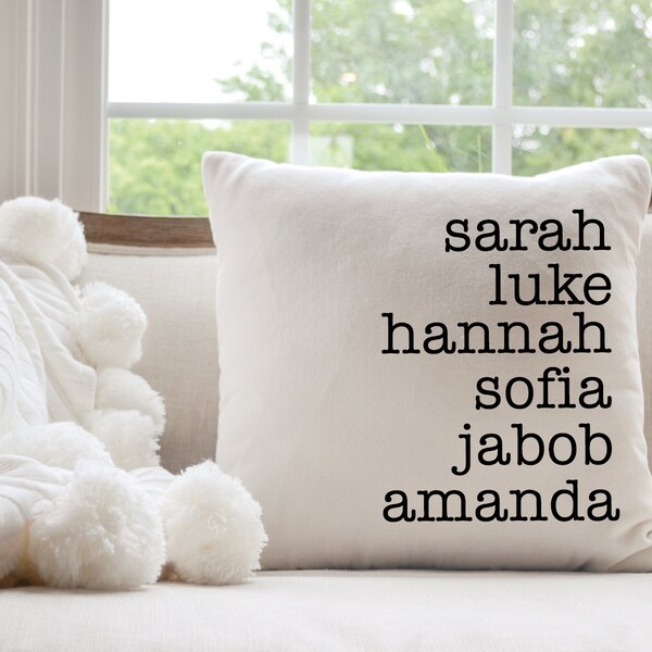 Names on Pillow Case Etsy