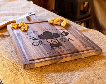 Grandpa Cutting Board, Fathers Day Gift, BBQ Cutting Board, Personalized Charcuterie Board, Grilling Gifts, Grandpa Gift, Custom BBQ Board